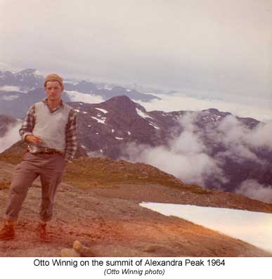 Otto Winnig on the summit of Alexandra Peak 1964