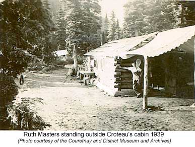 Ruth Masters outside Croteau's cabin 1939