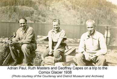 Paul, Masters, Capes on a trip to the Comox Glacier in 1938