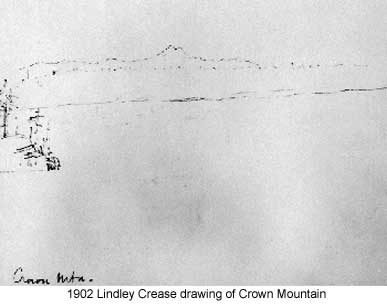 Lindley Crease drawing of Crown Mountain, 1902