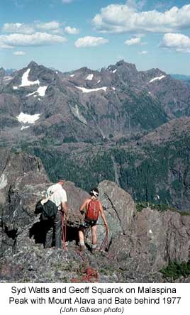 On Malaspina Peak with Mount Alava and Bate behind , 1977
