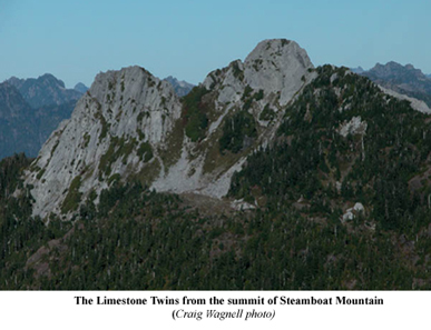 The Limestone Twins from the summit of Steamboat Mountain