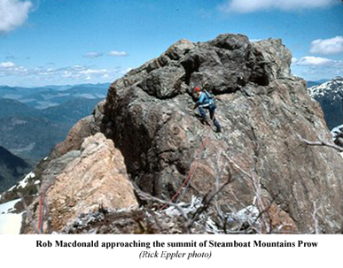Rob Macdonald approaching the summit of Steamboat Mountains Prow