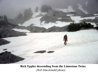 Rick Eppler descending from the Limestone Twins