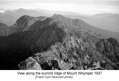 View along summit ridge on Mt. Whymper 1937