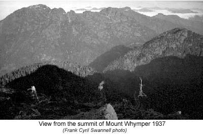 View from summit of Mt. Whymper 1937