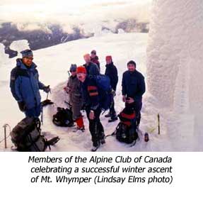 Members of the Alpine Club of Canada on a winter ascent of Mt. Whymper