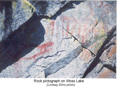 Rock pictographs on Woss Lake