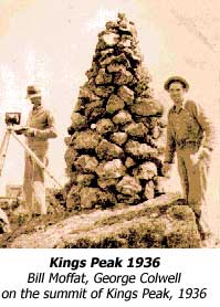 Bill Moffat, George Colwell on the summit of Kings Peak, 1936